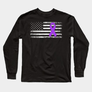 Hodgkin's Lymphoma Breast Cancer Awareness Classic American Flag Long Sleeve T-Shirt